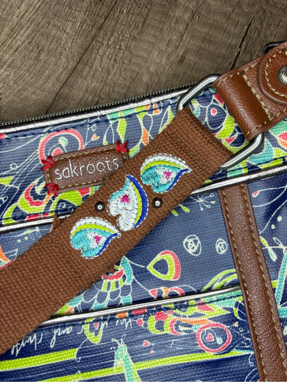 Sakroots Navy Floral Multicolor Crossbody Bag - Picture 8 of 9